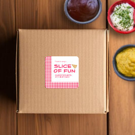 Adesivo Quadrado Pizza Party Kids Birthday