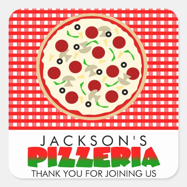 Adesivo Quadrado Pizzeria Pizza Favor Stickers (Frente)