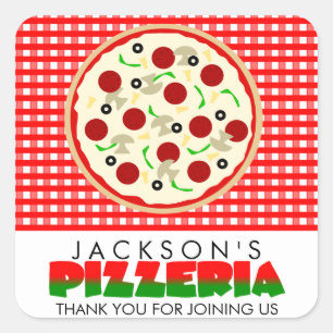 Adesivo Quadrado Pizzeria Pizza Favor Stickers