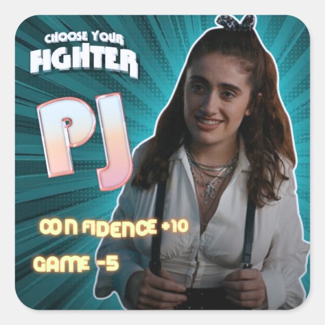 Adesivo Quadrado PJ | Caráter de filme de fundo | Gay sem talento | (Frente)