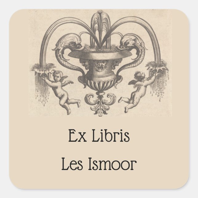 Adesivo Quadrado Placa de anjos de safra e peixes (Frente)