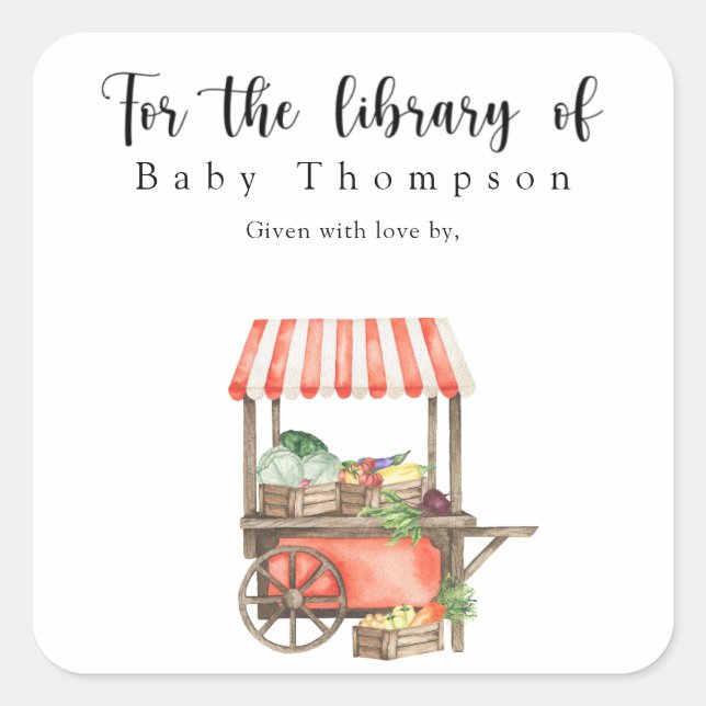 Adesivo Quadrado Placa de Chá de fraldas cultivada - para a bibliot (Frente)