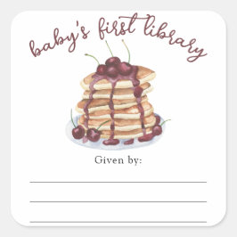 Adesivo Quadrado Placa de Chá de fraldas de Pancakes de Aquarela