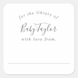 Adesivo Quadrado Placa de Chá de fraldas de prata minimalista