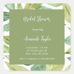 Adesivo Quadrado Placa de Chá de panela Floral Minimalista de Calig