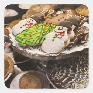 Adesivo Quadrado Placa de Cookies Frescos de Natal
