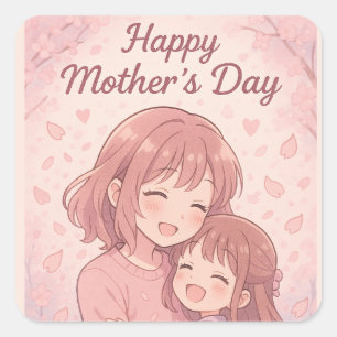Adesivo Quadrado Placa de Dia de as mães de cor favorita da mãe