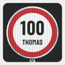 Adesivo Quadrado Placa de limite de velocidade de aniversário de 10