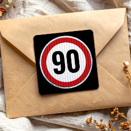 Adesivo Quadrado Placa de limite de velocidade de aniversário de 90