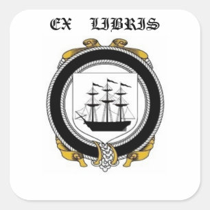 Adesivo Quadrado Placa de livro da crista da família de Driscoll