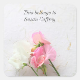 Adesivo Quadrado Placa de reserva de ervilhas brancas e cor-de-rosa