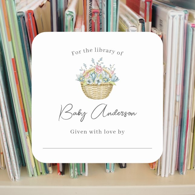 Adesivo Quadrado Placa do Chá de fraldas azul-rosa (Criador carregado)