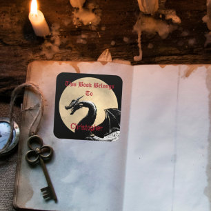 Adesivo Quadrado Placa do Dragão Mítico Personalizada