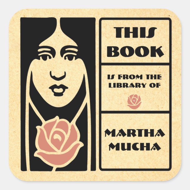 Adesivo Quadrado Placa do estilo Arts Nouveau (Frente)