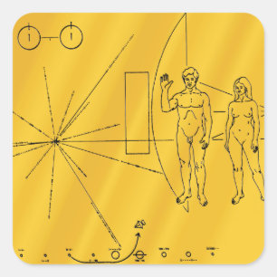 Adesivo Quadrado Placa Dourada da sonda espacial Nasa Pioneer 10