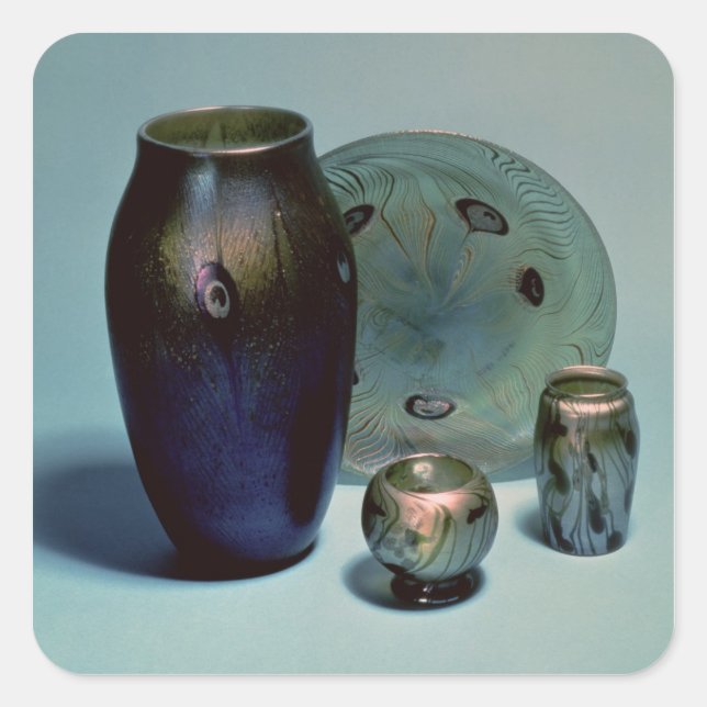 Adesivo Quadrado Placa favorita da iffany e vasos (Frente)