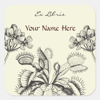 Adesivo Quadrado Placa Floral de Planta Carnívoro