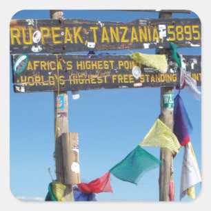 Adesivo Quadrado Placa indicativa no cume do Kilimanjaro Quênia