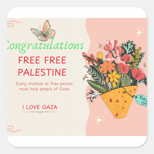 Adesivo Quadrado placa parabéns (Frente)