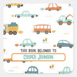 Adesivo Quadrado Placa personalizada pastel azul e laranja para nom