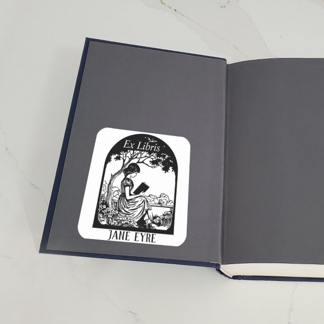 Adesivo Quadrado Placa - Rapariga Lendo Na Árvore (Criador carregado)