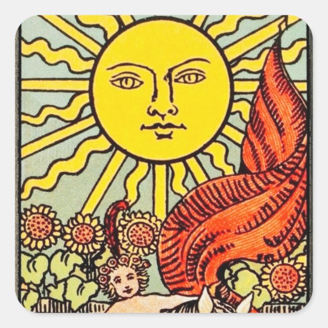 Adesivo Quadrado Placa Tarot Sun (Frente)