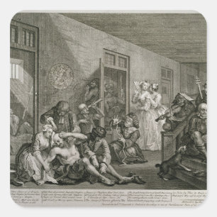 Adesivo Quadrado Placa VIII do progresso de um ancinho, 1735