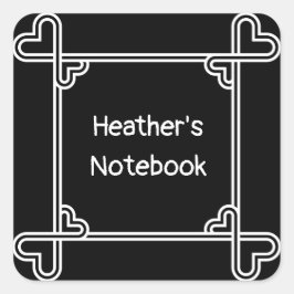 Adesivo Quadrado Placas ornamentais brancas e pretas personalizadas