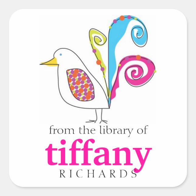 Adesivo Quadrado Placas Para Livros De Aves (Frente)