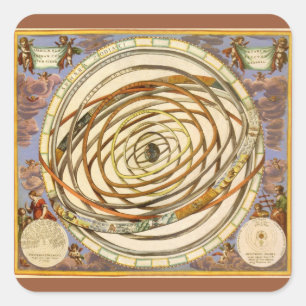 Adesivo Quadrado Planetas de Órbita da Astronomia Vintage, Andreas 