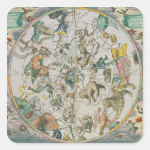 Adesivo Quadrado Planisphere celestial que mostra os sinais do Zod