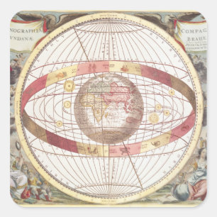 Adesivo Quadrado Planisphere, 'do atlas Coelestis