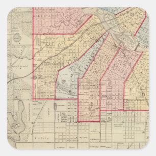 Adesivo Quadrado Plano da cidade de Minneapolis e de vizinhança