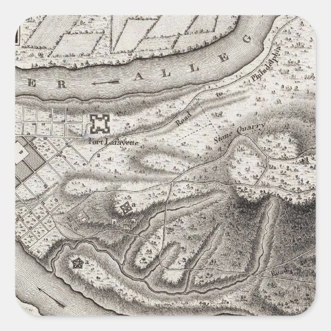 Adesivo Quadrado Plano da Cidade de Pittsburg (Frente)