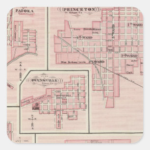 Adesivo Quadrado Plano de Mount Vernon, Posey County com Patoka