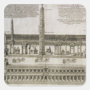 Adesivo Quadrado Plano do circo Maximus, Roma, gravada pelo