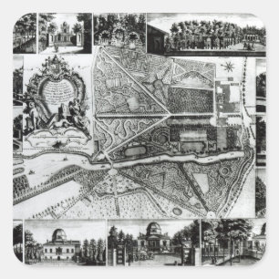 Adesivo Quadrado Plano do Jardim e Visão das Casas de Chisw