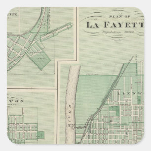 Adesivo Quadrado Plano do La Fayette com a cidade da terra de