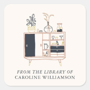 Adesivo Quadrado Plantas Boho Personalizadas Da Biblioteca de Ex-li