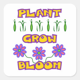Adesivo Quadrado Plantas Cultivam Bloom Citando Flores Rosa Texto A