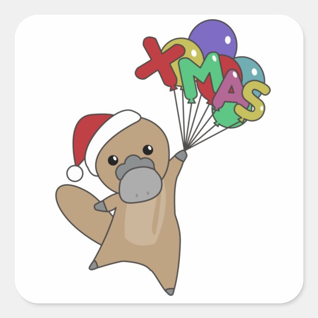 Adesivo Quadrado Platypus Christmas — Animais Cubosos de Playpus (Frente)
