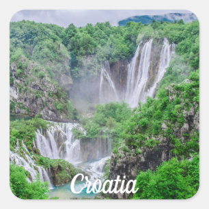 Adesivo Quadrado Plitvice lagos de cascata