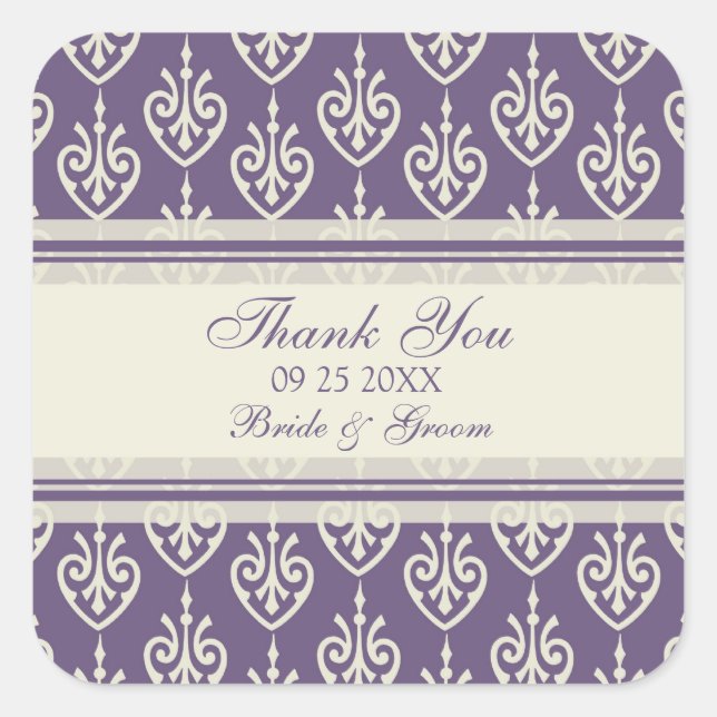 Adesivo Quadrado Plum Cream Floral Obrigado Pelo Fim Do Casamento. (Frente)