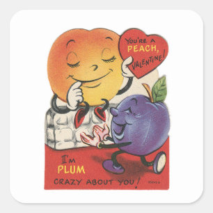 Adesivo Quadrado Plum de pêssego do Namorados retrô