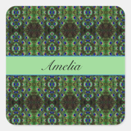 Adesivo Quadrado Plumagem Real - Padrão de Penas de Luxe