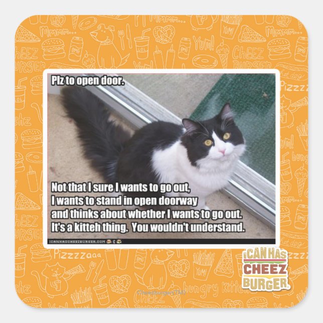 Adesivo Quadrado Plz para abrir a porta (Frente)