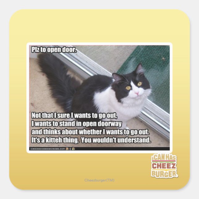 Adesivo Quadrado Plz para abrir a porta (Frente)