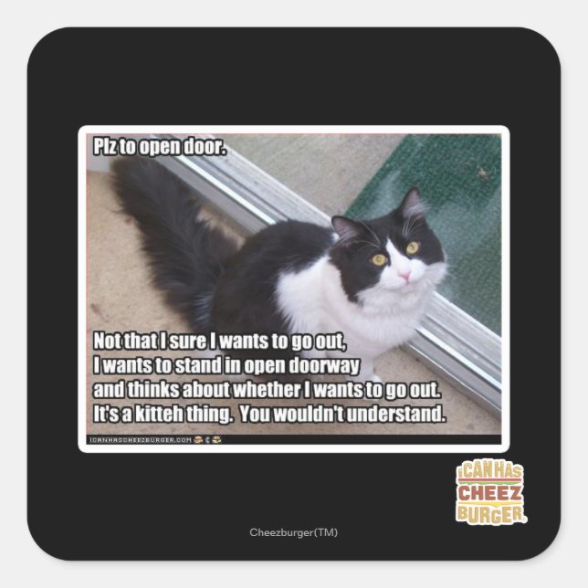 Adesivo Quadrado Plz para abrir a porta (Frente)