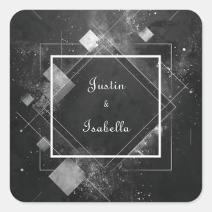 Adesivo Quadrado Pó Cósmico Moldura Black Diamond Casamento Moderno
