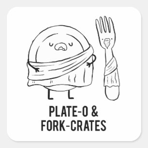 Adesivo Quadrado Pó de Filosofia com Plate-O e Fork-rate